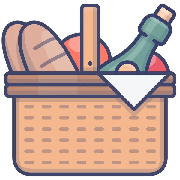 Picnic Basket Food Icon — Stock Vector