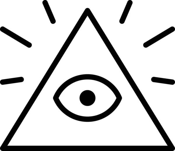 Ögon Frimurare Illuminati Ikon Kontur Stil — Stock vektor