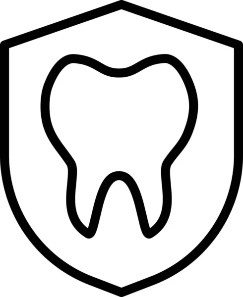 Diş Hekimi Koruma Simgesi Ana Hatları Biçiminde — Stok Vektör