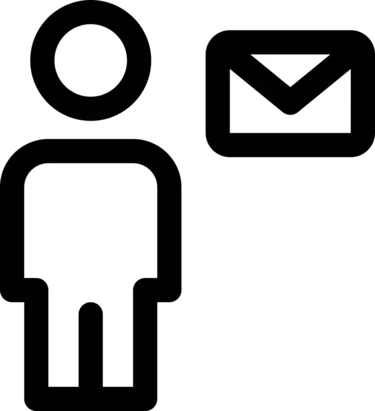 Avatar Body Envelope Icon Stile Outline — Vettoriale Stock