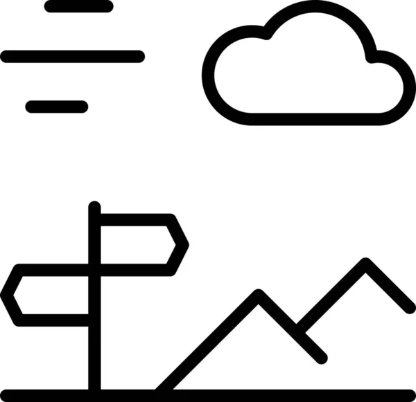 Хмарні Перехрестя Ландшафт Значок Стилі Контур — стоковий вектор