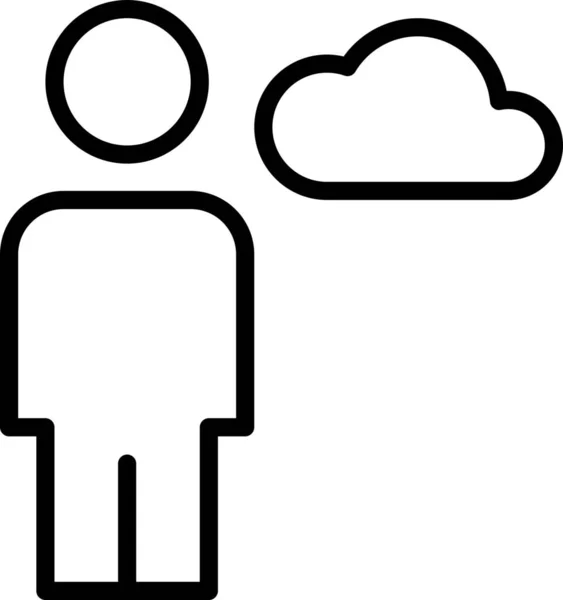 Avatar Body Cloud Icon Outline Style — 스톡 벡터