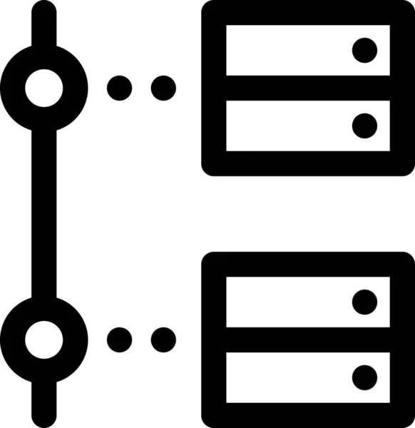 概要スタイルでデータセンターのインターネットアイコンを接続 — ストックベクタ