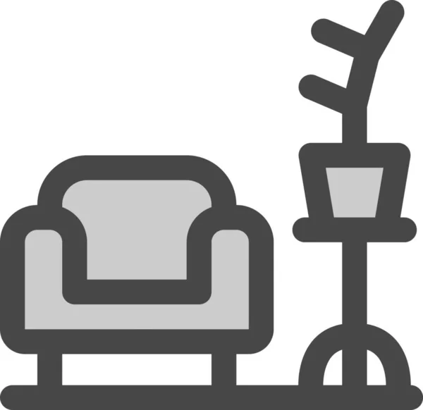 Sillón Entrenador Acogedor Icono Estilo Contorno Lleno — Vector de stock