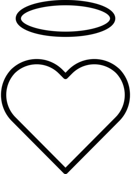 Engel Heiligenschein Herz Symbol Outline Stil — Stockvektor