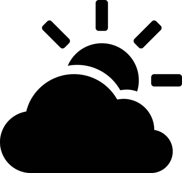 Ícone Dia Nublado Nuvem Estilo Sólido —  Vetores de Stock