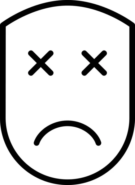 Dead Emotion Emotionless Icon Outline Style — Stock Vector