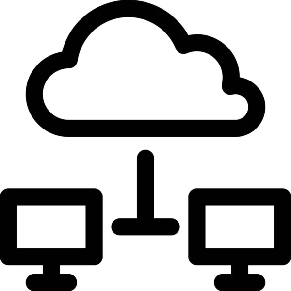 Ordinateur Cloud Icône Connectée Dans Style Outline — Image vectorielle