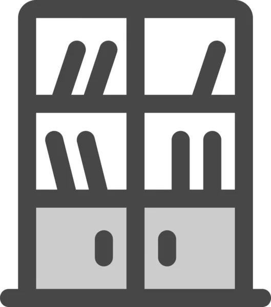 Book Bookcase Doors Icon Filled Outline Style — Stock Vector