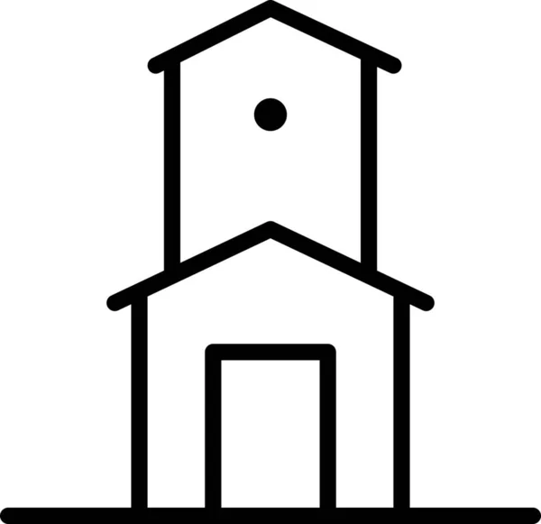 Edifício Ícone Casa Igreja Estilo Esboço —  Vetores de Stock
