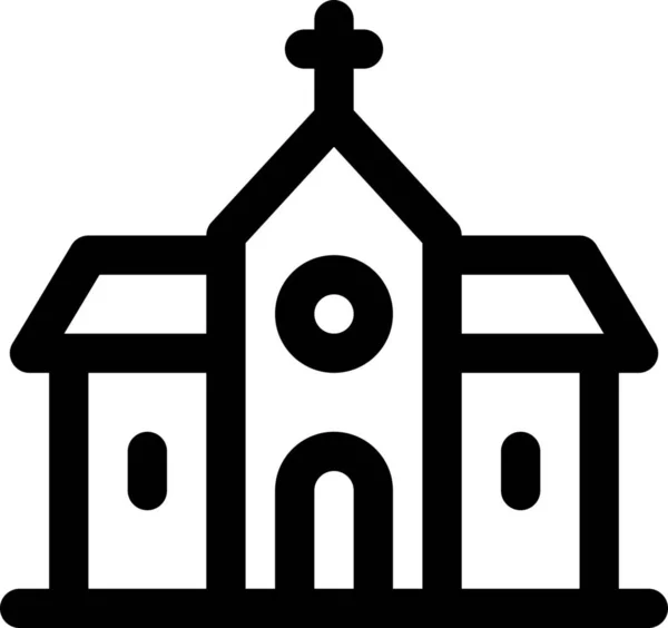 Edifício Ícone Igreja Cristã Estilo Esboço — Vetor de Stock
