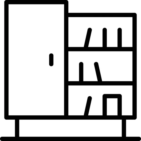 Bookcase Books Cabinet Icon Outline Style — Stock Vector