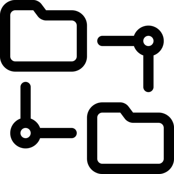 Icon Für Zusammenhängende Datenordner Outline Stil — Stockvektor