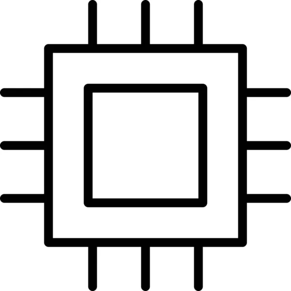 Chip Circuit Computer Symbol Outline Stil — Stockvektor