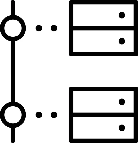 Center Connect Data Icoon Outline Stijl — Stockvector