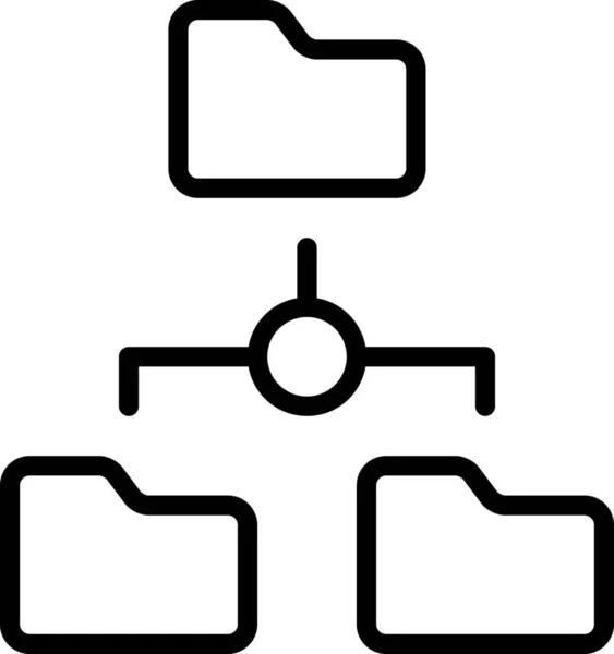 Ikon Hirarki Folder Tersambung Dalam Gaya Outline - Stok Vektor