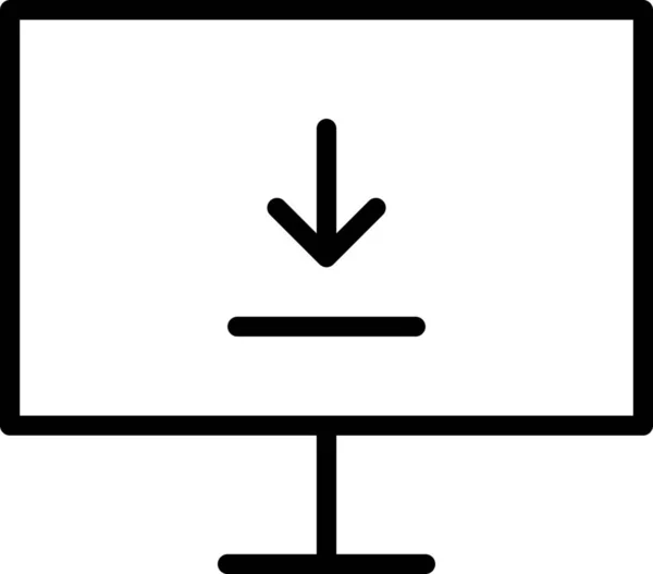 Flèche Icône Téléchargement Ordinateur Dans Style Outline — Image vectorielle