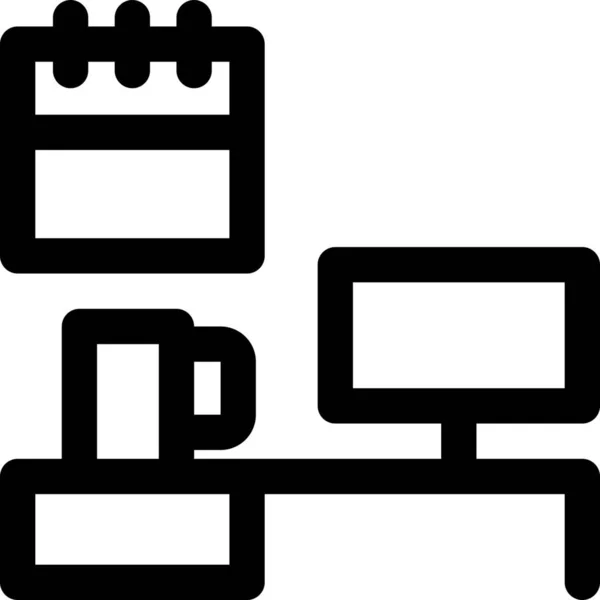 Callendar Coffee Computer Icon Outline Style — Stock Vector