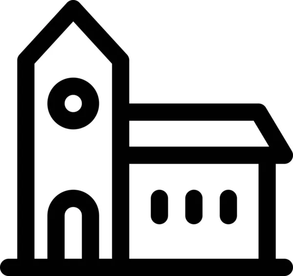 建筑基督教教堂图标的轮廓风格 — 图库矢量图片