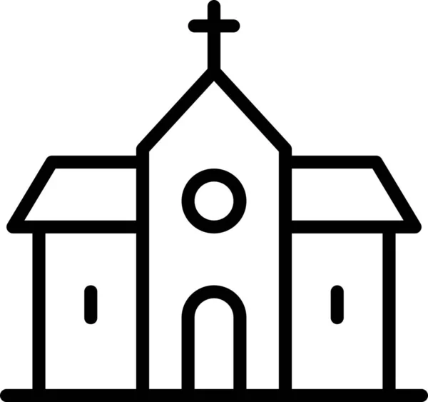 Edificio Iglesia Cristiana Icono Estilo Del Esquema — Vector de stock