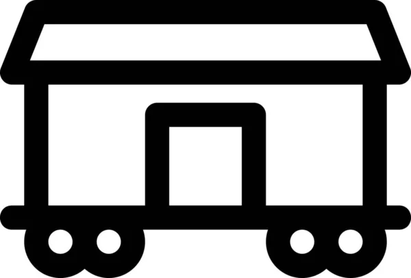 Ikon Kereta Kargo Jalur Kereta Api Dalam Gaya Outline - Stok Vektor