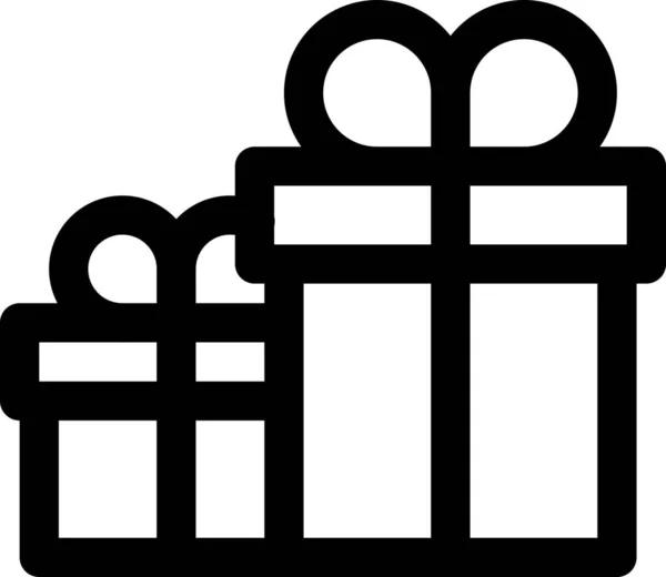 Birthday Box Christmas Icon Outline Style — Stock Vector