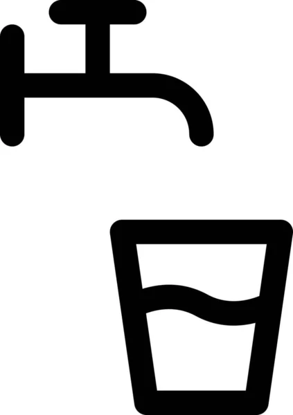 Значок Склянки Питного Крана Стилі Контур — стоковий вектор