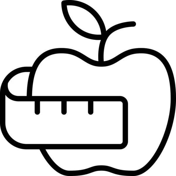 Dieta Manzana Comer Icono Estilo Esquema — Vector de stock