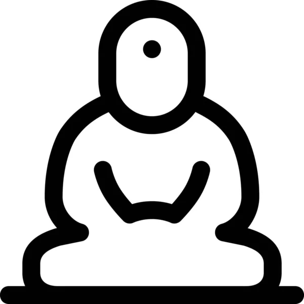 Icône Bouddha Bronze Asie Dans Style Contour — Image vectorielle