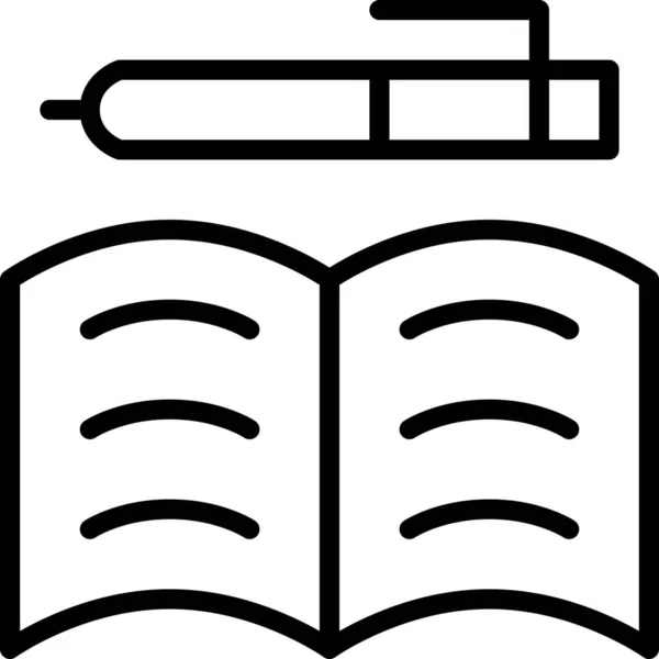 Libro Educación Notas Icono Estilo Esquema — Vector de stock