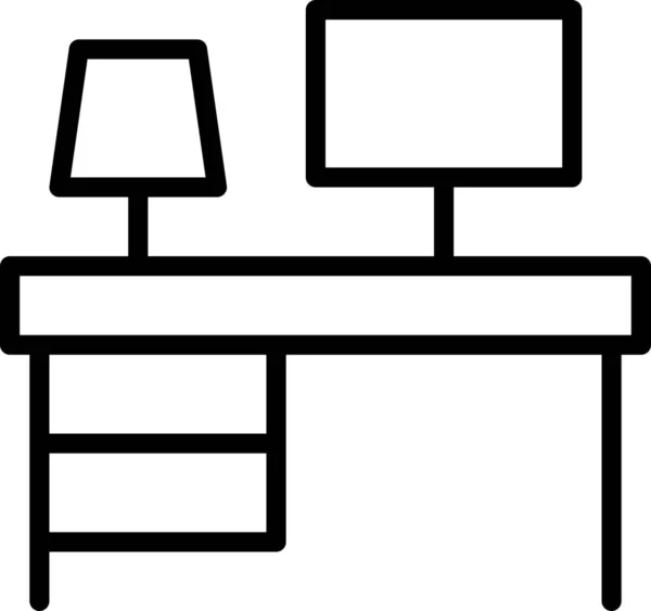 计算机台灯图标 轮廓样式 — 图库矢量图片