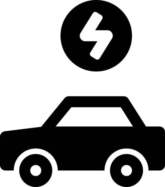 Automobile Icona Dell Elettricità Stile Solido — Vettoriale Stock