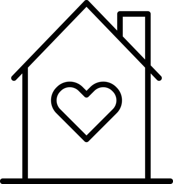 Corazón Casa Icono Casa Estilo Del Esquema — Vector de stock