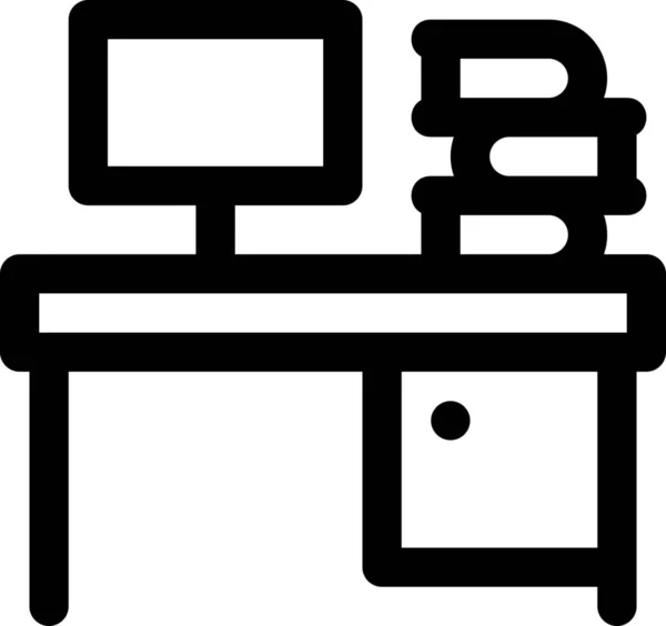 Book Computer Desk Icon Outline Style — 스톡 벡터