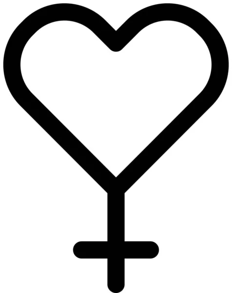 Atracción Corazón Femenino Icono Estilo Esquema — Archivo Imágenes Vectoriales