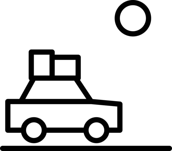 Coche Unidad Icono Paisaje Estilo Esquema — Vector de stock