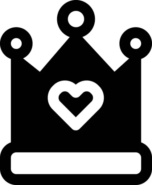 Crown Heart King Icon Solid Style — Stock Vector