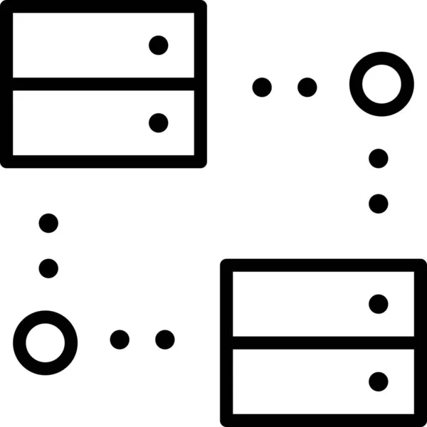 Centra Danych Odłączona Ikona Stylu Zarys — Wektor stockowy