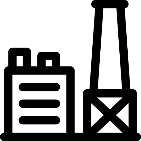 Coal Factory Fossil Icon Outline Style — Stock Vector