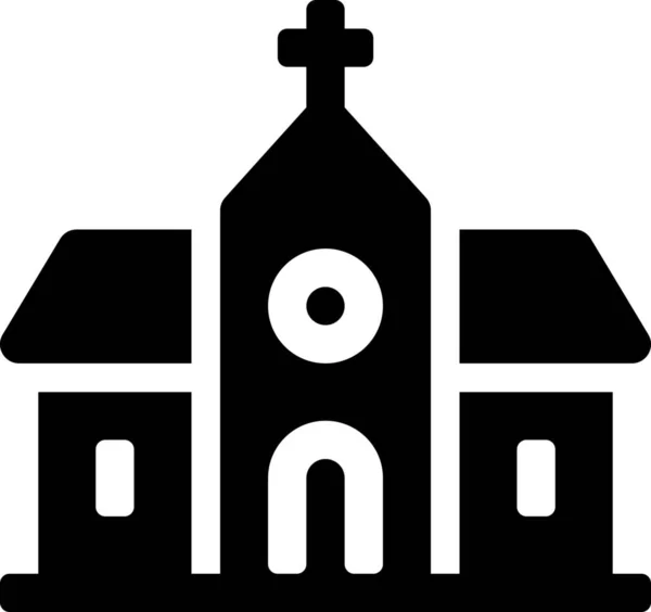 Edificio Iglesia Cristiana Icono Estilo Sólido — Vector de stock