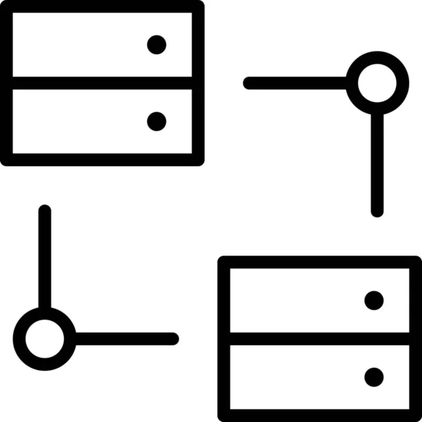 Centra Verbinding Data Icoon Outline Stijl — Stockvector