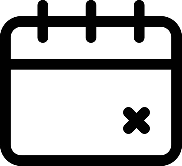 Kalender Löschen Fehlersymbol Outline Stil — Stockvektor