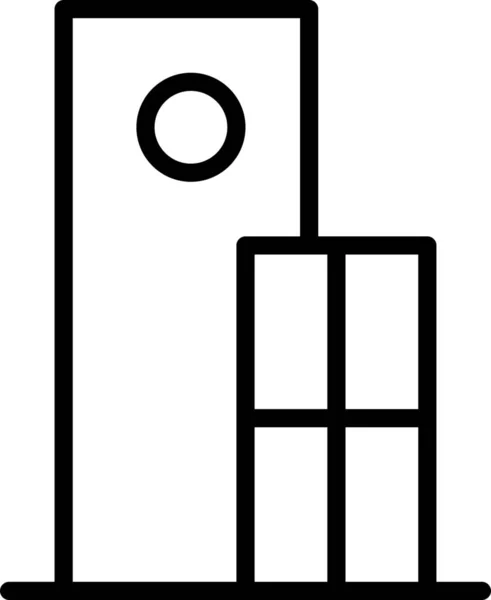 Architectuur Gebouw Klok Pictogram Contouren Stijl — Stockvector