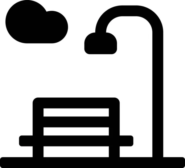 Bench Cloud Lamp Icon Solid Style — Stock Vector