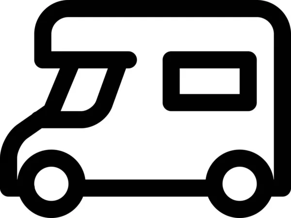 Campista Coche Camping Icono Estilo Esquema — Vector de stock