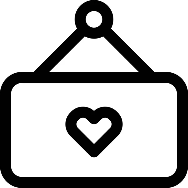 Entrada Colgante Icono Del Corazón Estilo Esquema — Vector de stock