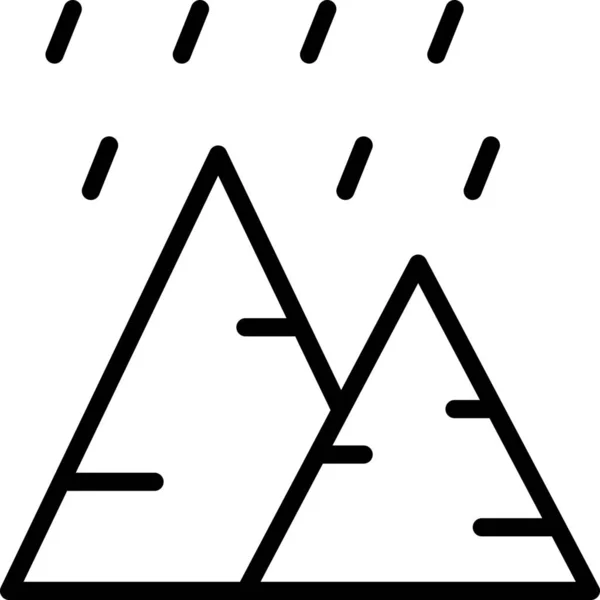 Montaña Paisaje Montañas Icono Estilo Esquema — Vector de stock