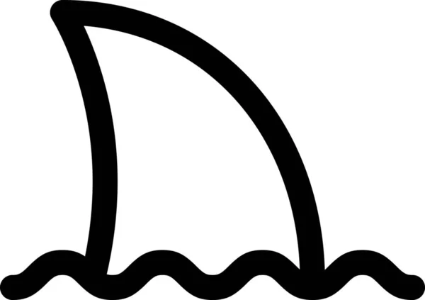 危险鳍海洋图标的轮廓风格 — 图库矢量图片