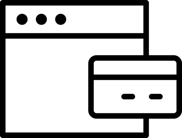 浏览器卡上计算机图标的轮廓风格 — 图库矢量图片