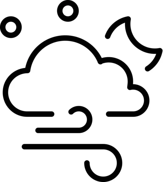 Cloud Forecast Moon Icon Outline Style — Stock Vector